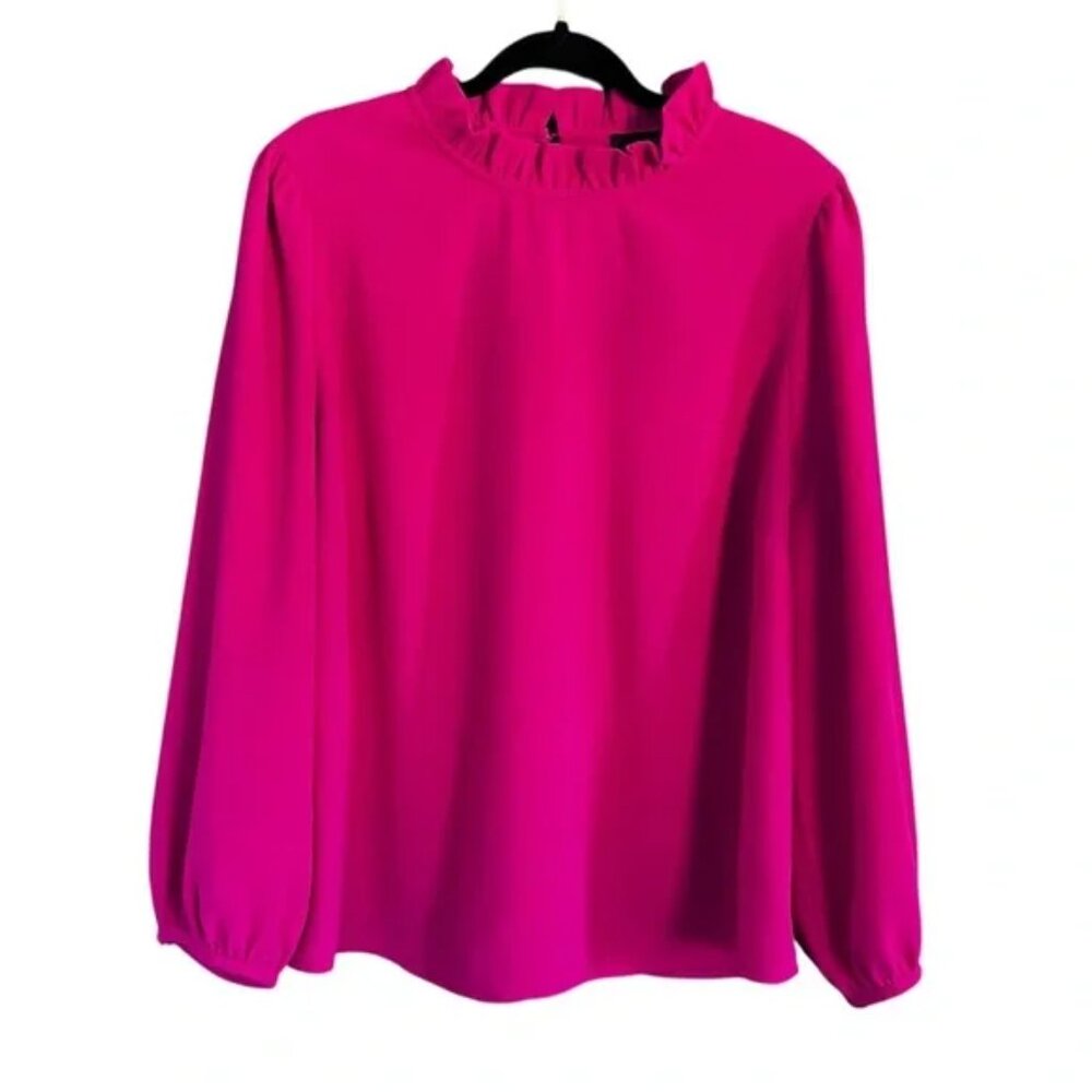J Crew Pink Ruffle Neck Blouse Size 2X